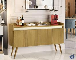 Aparador Sala De Estar Retrô Buffet Cantinho Do Café Hall De Entrada Luxo 4 Portas Madeirado Off White G2 Plus