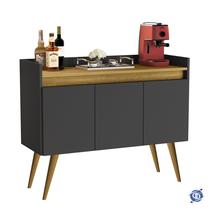 Aparador Sala De Estar Retrô Buffet Cantinho Do Café Luxo 3 Portas Prateleira Interna Preto Madeirado G2 Plus