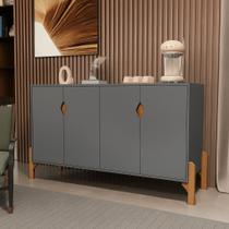 Aparador Sala Rack Buffet Titan Pés Madeira 4 Portas - Várias Cores - MJM Casa dos Móveis