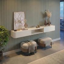 Aparador Suspenso Apolo 100% MDF 2 Gavetas 180cm Branco/Off White Aparador Suspenso Apolo 100% MDF 2 Gavetas 180cm Branco/Off White
