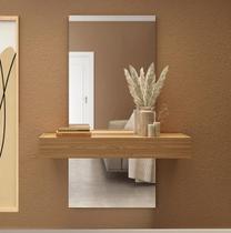 Aparador Suspenso com Espelho 1 Gaveta 100% MDF Freijó Off White 110cm Aparador Suspenso com Espelho 1 Gaveta 100% MDF Freijó Off White 110cm