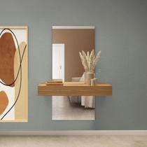 Aparador Suspenso com espelho e Gaveta 110cm 100% MDF Freijó Off White Dalla Costa