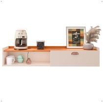 Aparador Suspenso Pequeno Cantinho Café 1 Porta Nicho Decor Sala Cozinha Hall Entrada Retrô - Off White/Cinamomo - RPM
