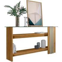 Aparador Tampo De Vidro 2 Prateleiras Foz Cumaru/opala