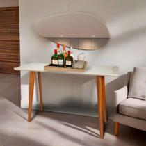 Aparador Tampo em MDF com Vidro 120x40cm Slim Branco/Off White Aparador Tampo em MDF com Vidro 120x40cm Slim Branco/Off White