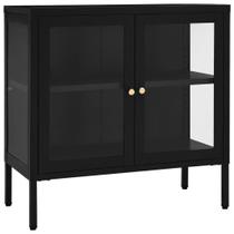 Aparador vidaXL Modern Black Steel com porta de vidro 70x35x70cm