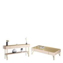 Aparador Vivant com Mesa de Centro Cadenza Champanhe Off White - HB Móveis Aparador Vivant com Mesa de Centro Cadenza Champanhe Off White - HB Móveis