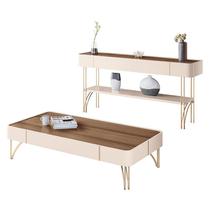 Aparador Vivant e Mesa de Centro Cadenza Off White Castanho HB Móveis