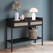 Aparador Zeus 2 Gavetas 103cm Palhinha Pé Madeira Boho Móvel na Caixa Aparador Zeus 2 Gavetas 103cm Palhinha Pé Madeira Boho Móvel na Caixa
