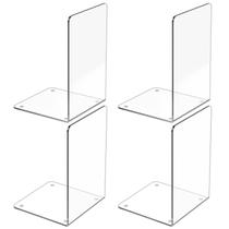 Aparadores de Livros Dooiclear em Acrílico Transparente 12 x 12 x 19 cm, 4 Peças