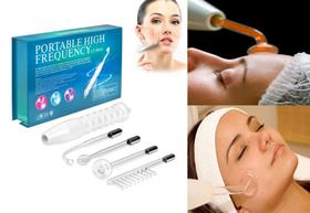 Aparelho Alta Frequência Portátil Limpeza De Pele Tratamento Facial e Capilar 4 Eletrodos Bivolt - Dadiva