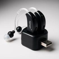 Aparelho Auditivo Recarregável J33 Prático E Potente Audição Preto