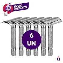 Aparelho Barbeador Metal Clássico Vintage Estilo Retrô Manual Com Lâmina Lord Platinum Inteira