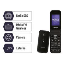 Aparelho Celular Flip Rádio FM e Bluetooth P50 Positivo