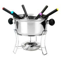 Aparelho Conjunto Fondue Inox 10 Peças Com Suporte