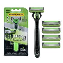 Aparelho de Barbear Cross com 3 Lâminas Cabo e 5 Cartuchos Refil Verde Enox Belliz