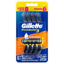 Aparelho de Barbear Descartável Gillette Prestobarba3 Leve 8 Pague 6 Unidades Aparelho de Barbear Descartável Gillette Prestobarba3 Leve 8 Pague 6 Unidades