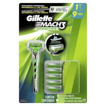 Aparelho de Barbear Gillette Mach3 Sensitive + 9 cargas - Mach 3