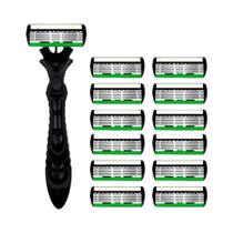 Aparelho De Barbear Manual Clássico Masculino De 6 Lâminas Verde Com 3 Lâminas Para Remoção De Pelos