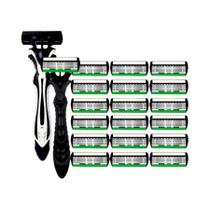 Aparelho De Barbear Manual Clássico Masculino De 6 Lâminas Verde Com 3 Lâminas Para Remoção De Pelos
