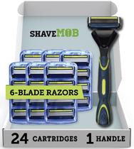 Aparelho de Barbear Masculino ShaveMOB com 6 Lâminas, Cabeça Flexível e 24 Refis
