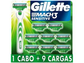 Aparelho de Barbear Recarregável Gillette Sensitive Mach 3 9 Cargas