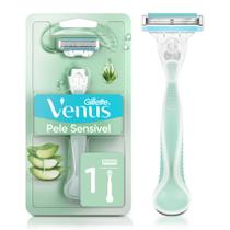 Aparelho de Barbear Venus Pele Sensível Gillette Feminino com Aloe Vera Aparelho de Barbear Venus Pele Sensível Gillette Feminino com Aloe Vera