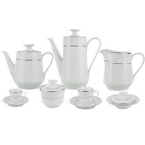 Aparelho de Chá e Café Porcelana Schmidt 53 peças - Dec. Renda Branca 0163