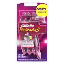 Aparelho de Depilar Descartável Feminino Gillette Prestobarba3 - 4 unidades