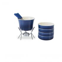Aparelho De Fondue 11 Peças Azul Cerâmica Linha Fondue Brinox Azul Aparelho De Fondue 11 Peças Azul Cerâmica Linha Fondue Brinox Azul