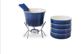 Aparelho De Fondue 11 Peças Azul Cerâmica Linha Fondue Brinox Aparelho De Fondue 11 Peças Azul Cerâmica Linha Fondue Brinox