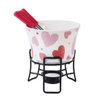 Aparelho De Fondue 7 Peças Corações Cerâmica Brinox - 1256/113 Aparelho De Fondue 7 Peças Corações Cerâmica Brinox - 1256/113