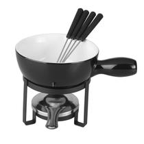 Aparelho de Fondue 8 peças para Queijo de Ferro com Pintura Epoxy e Cerâmica Preto - Lyor Aparelho de Fondue 8 peças para Queijo de Ferro com Pintura Epoxy e Cerâmica Preto - Lyor