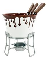 Aparelho De Fondue Cerâmica Decorado Chocolate 6 Pçs