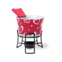 Aparelho De Fondue Cerâmico 6 Peças Vermelho Brinox 1256/104