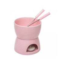 Aparelho de Fondue Gourmet Rosa Porcelana Wolff com 2 Garfos Aparelho de Fondue Gourmet Rosa Porcelana Wolff com 2 Garfos