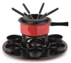 Aparelho De Fondue Lugano Carroussel 18 peças Esmaltado 1,4 Litros Carne Queijo Chocolate Frutas Gramado Base Giratória Alto Padrão Qualidade Aparelho De Fondue Lugano Carroussel 18 peças Esmaltado 1,4 Litros Carne Queijo Chocolate Frutas Gramado Base Giratória Alto Padrão Qualidade