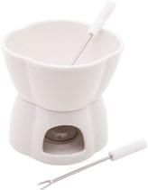 Aparelho de Fondue para Casal 4 Peças Porcelana Branco 400 ml