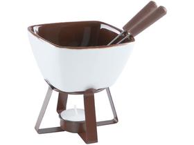 Aparelho De Fondue Tradicional 5 Peças Cerâmica Carne Queijo Chocolate Noite Romântica Design Elegante