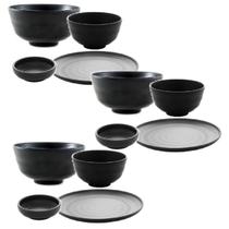 Aparelho de Jantar 12 Pçs Oriental De Melamina Toquio Preto Aparelho de Jantar 12 Pçs Oriental De Melamina Toquio Preto