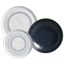 Aparelho de Jantar 12 Peças Cerâmica Porto Brasil Orgânico Bio Astral Night Blue Mesa Posta
