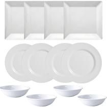 Aparelho De Jantar 12 Peças Em Melamina Branco Jogo Completo