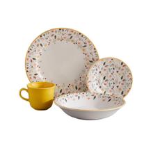 Aparelho de Jantar 16 Peças Cerâmica Ashley Amarelo - Corona