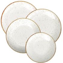 Aparelho de Jantar 16 Peças em Porcelana Tramontina Marrom Rústico Jogo Pratos 4 Pessoas