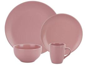 Aparelho de Jantar 16 Peças Hauskraft Redondo Cerâmica Rosa Charlotte