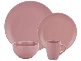 Aparelho de Jantar 16 Peças Hauskraft Redondo Cerâmica Rosa Charlotte