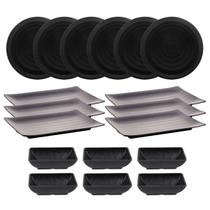 Aparelho De Jantar 18 peças Preto Melamina Toquio Oriental