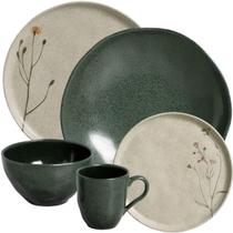Aparelho de Jantar 20 Pçs Campestre Arauco Porto Brasil Mesa Posta 4 Pessoas Verde Elegante