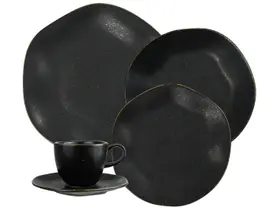Aparelho de Jantar 20 Peças Oxford Porcelana Preto Ryo Volcano