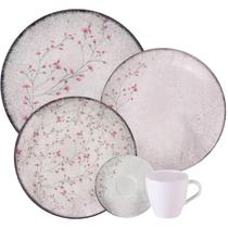 Aparelho de Jantar 20 Peças Tramontina Floralis Porcelana Floral Rosa 4 Pessoas Aparelho de Jantar 20 Peças Tramontina Floralis Porcelana Floral Rosa 4 Pessoas
